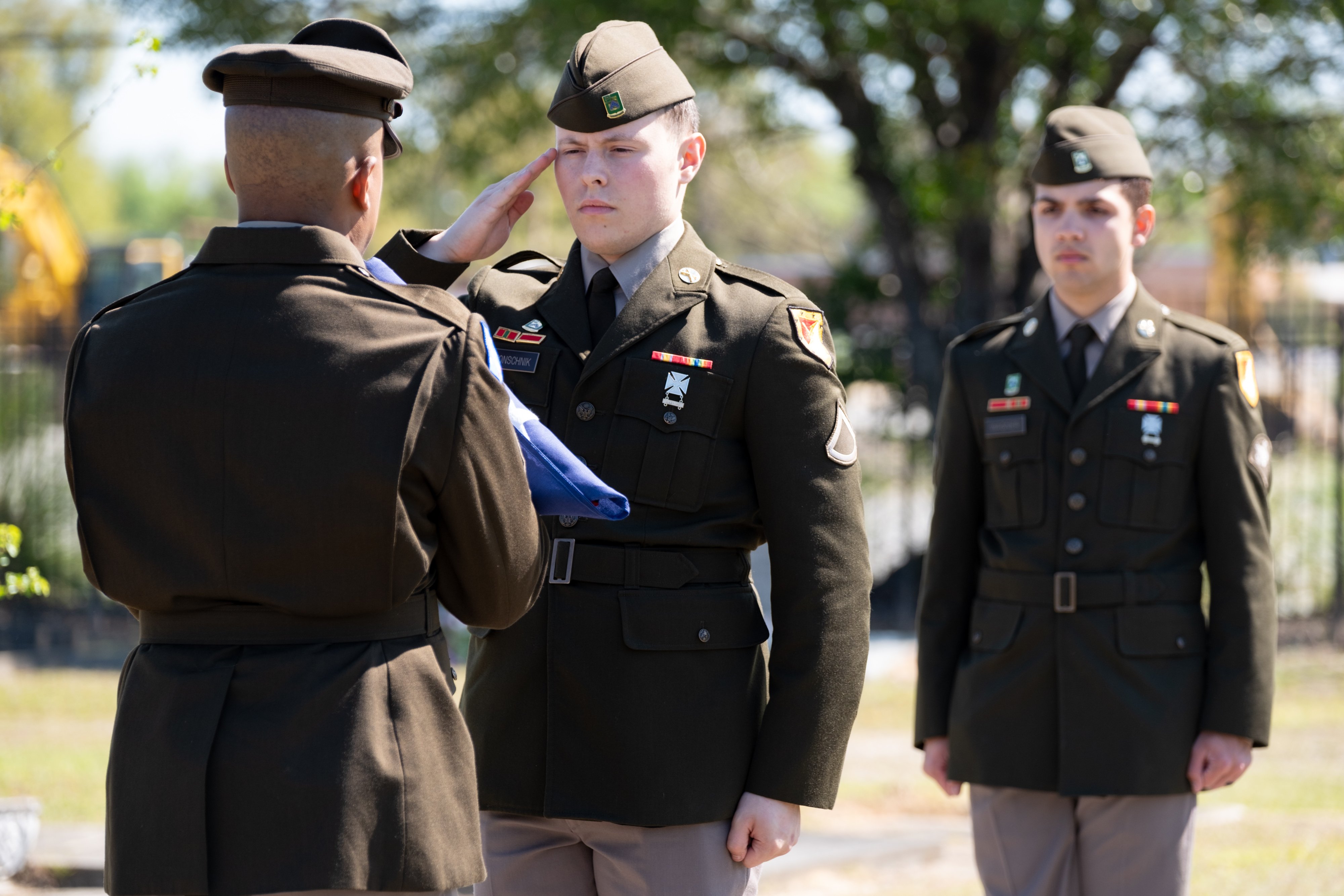 preparing the honorary flag